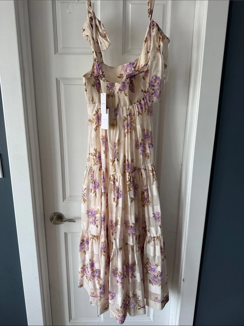 Zimmermann Cream Maxi Dress Rosa Lavender Floral striped picnic - Picture 4 of 8